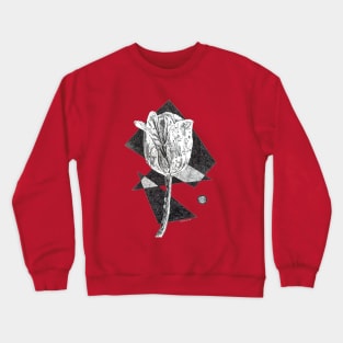 Ink drawing - tulip with dewdrops and geometry Crewneck Sweatshirt